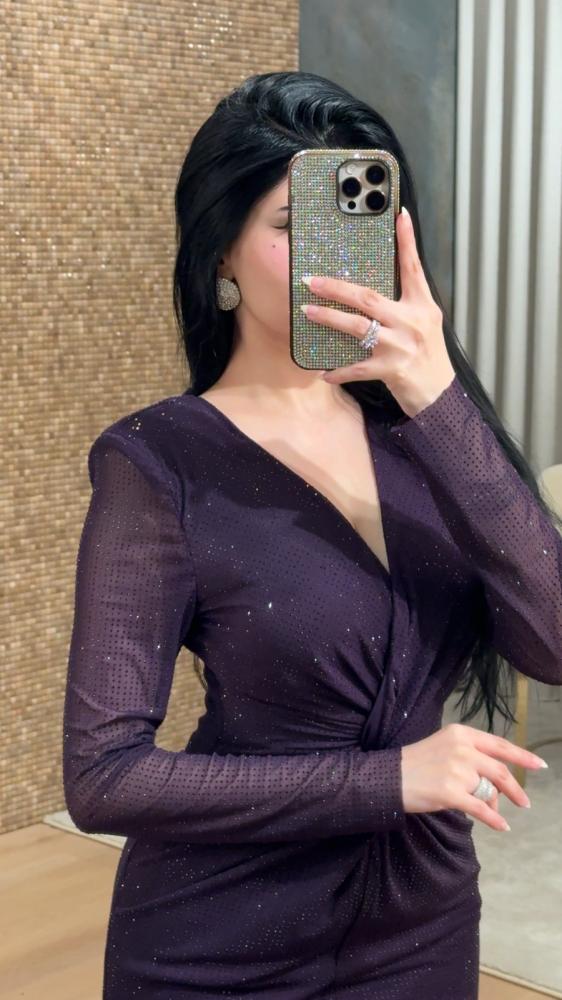 Dark purple lilac evening dress