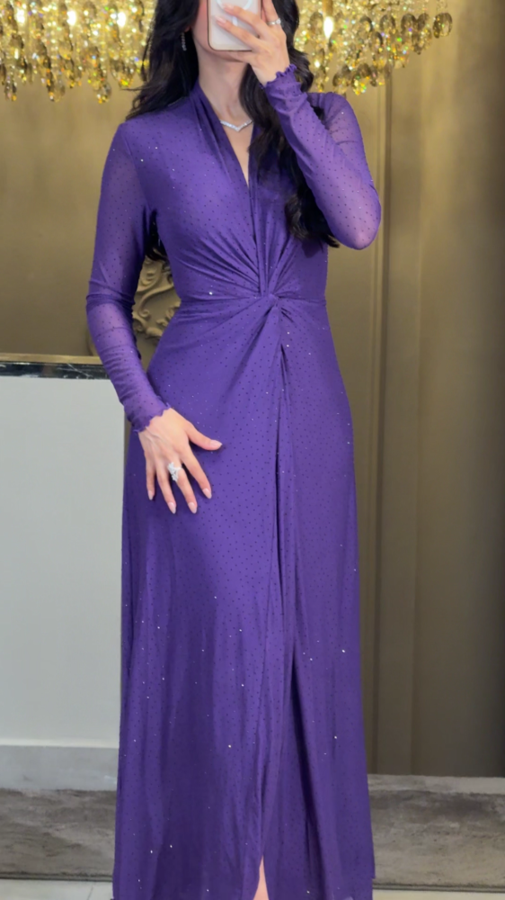 Soft tulle dress with scattered crystals