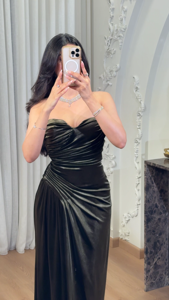 Dark olive green long dress