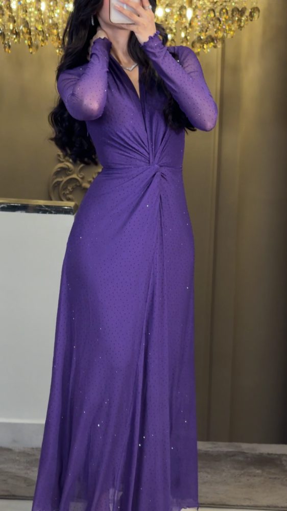 Soft tulle dress with scattered crystals