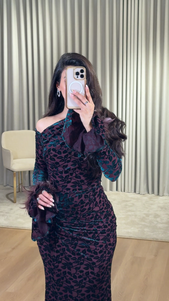 Luxurious deep purple velvet dress
