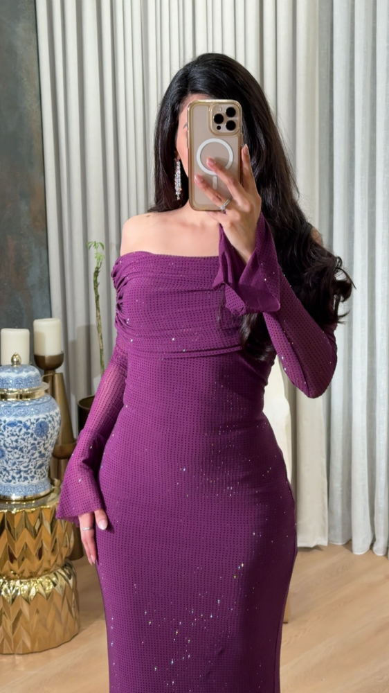 Purple evening dress