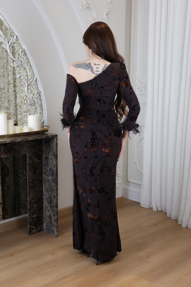 Dark brown velvet dress