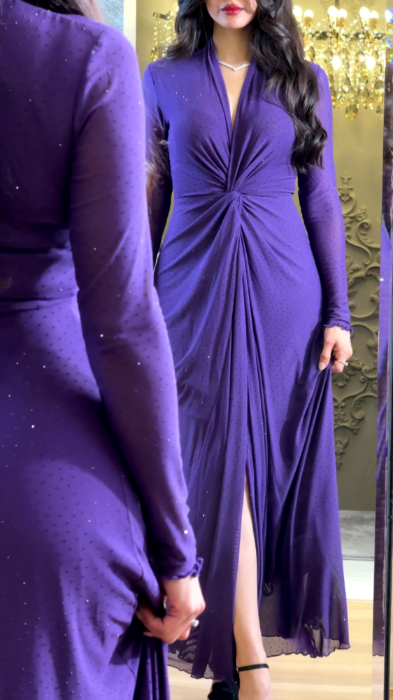 Soft tulle dress with scattered crystals