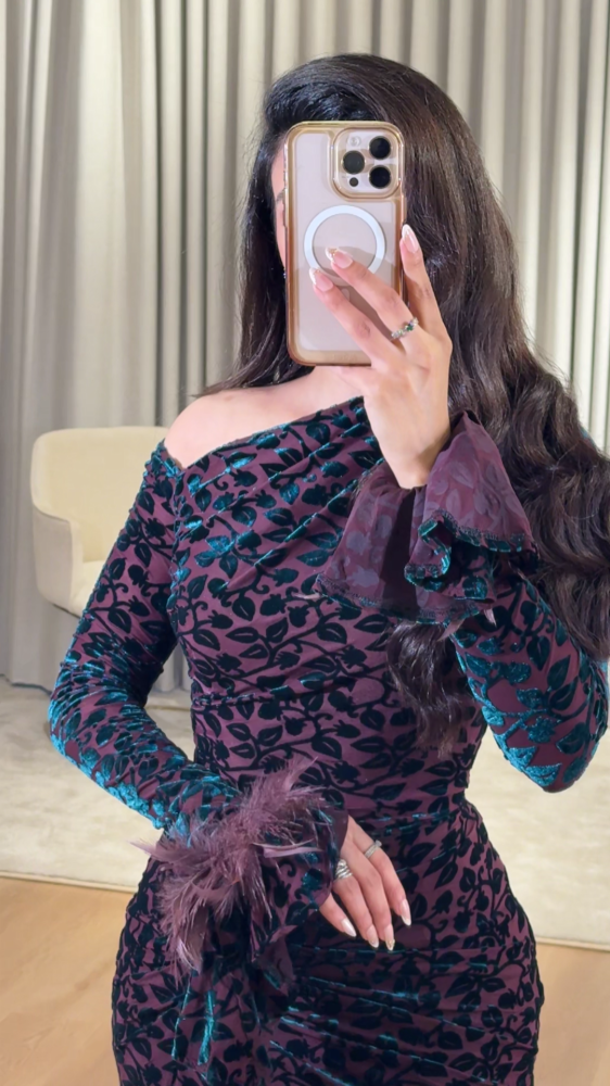 Luxurious deep purple velvet dress