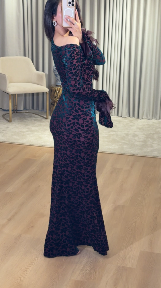 Luxurious deep purple velvet dress