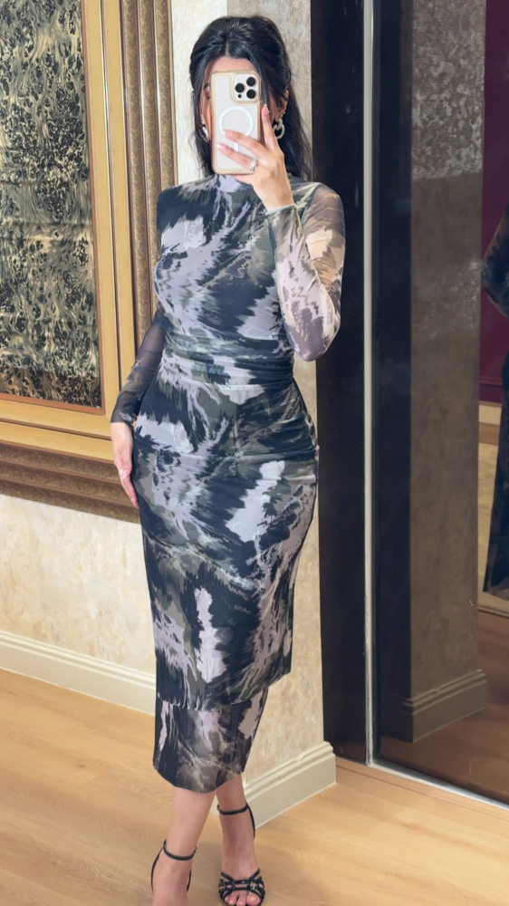 Floral midi dress with open back