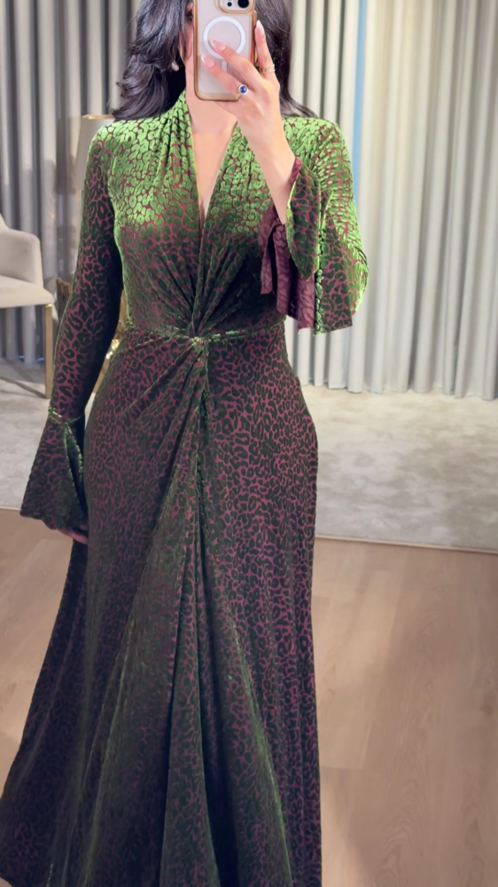 Soft velvet dress with a slight silky sheen