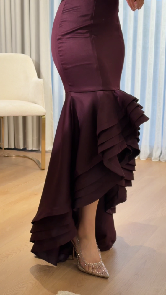 Burgundy ruffle top dress