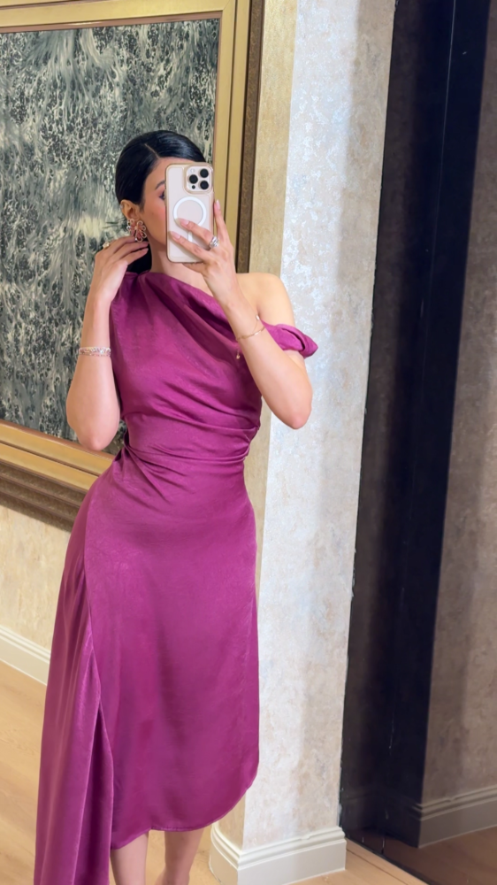 Soft fuchsia laser engraved dress