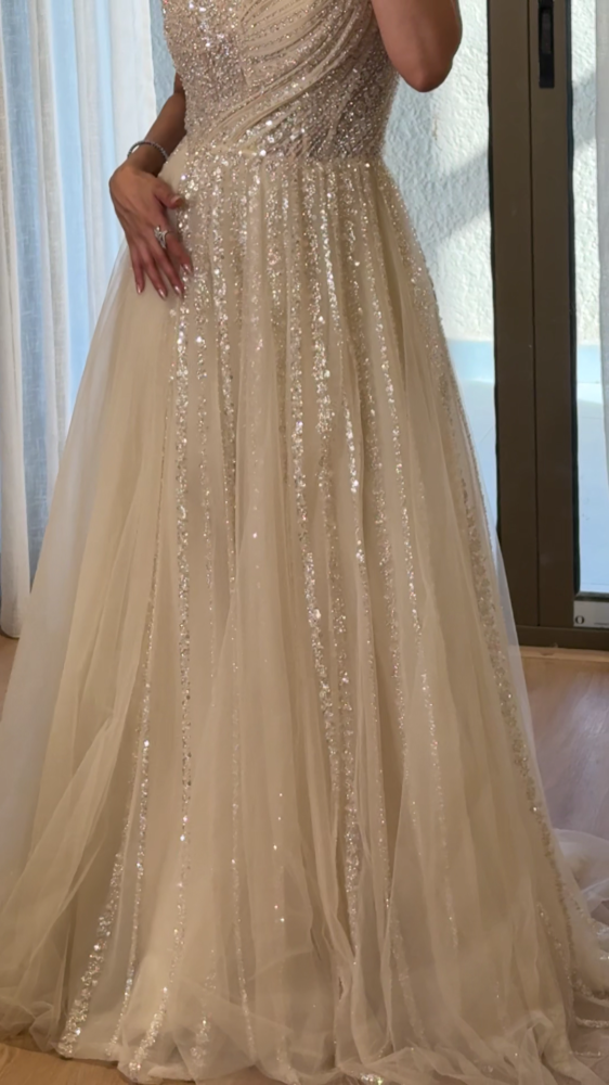 Tulle evening dress with embroidery