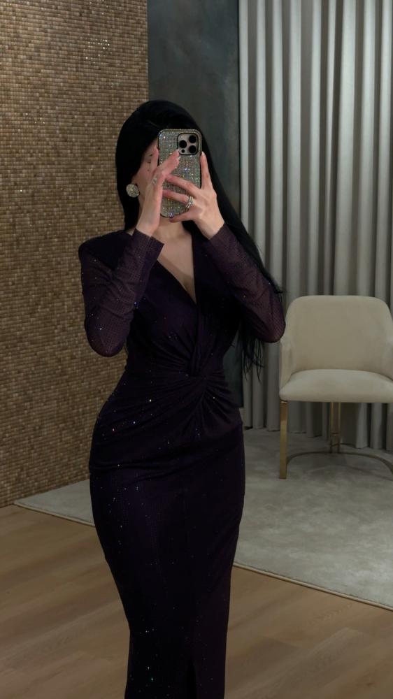 Dark purple lilac evening dress