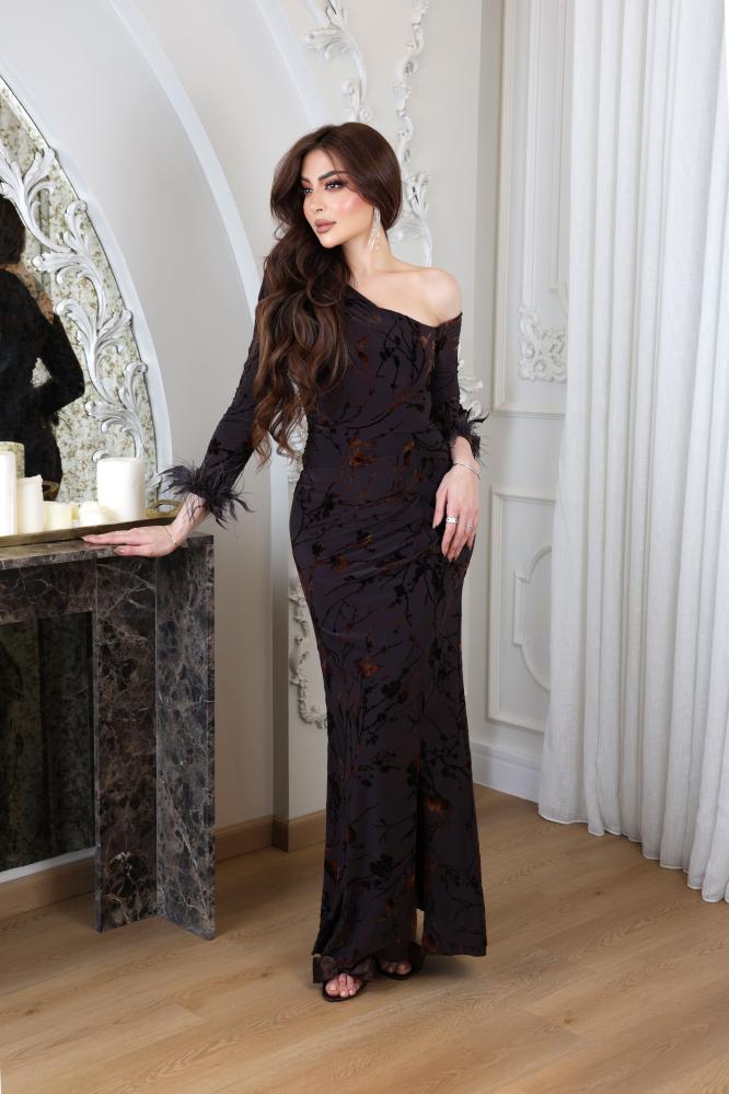 Dark brown velvet dress