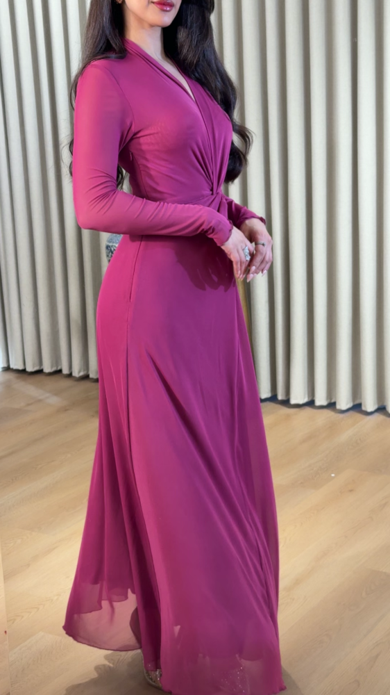 Soft, stretch tulle dress in raspberry pink