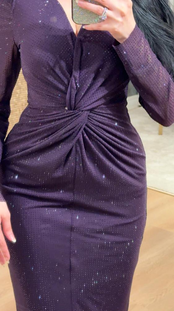 Dark purple lilac evening dress