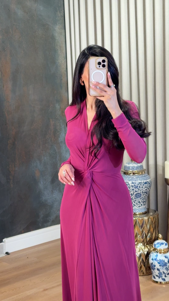 Soft, stretch tulle dress in raspberry pink